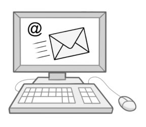 Bildbeschreibung: Ein Computer mit einem Brief auf dem Bildschirm.