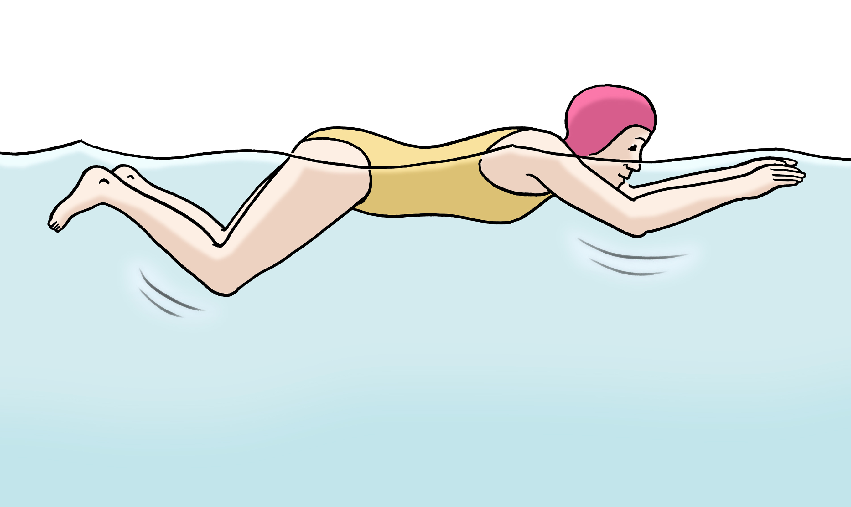 Bildbeschreibung: Eine Frau schwimmt.