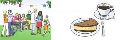 Party und Kaffee und Kuchen